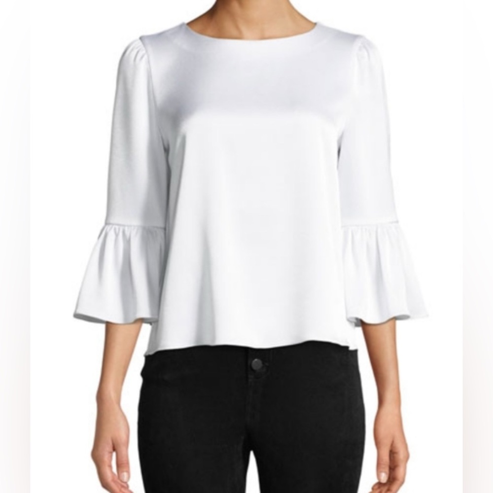 NWT Alice + Olivia Bernice Satin Blouse Top Size L